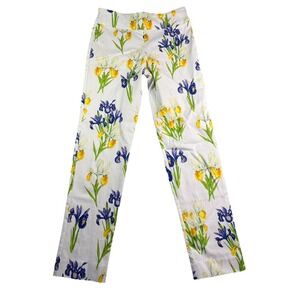 Krazy‎ Larry Pants Women's 4 Floral Pull On Stretch Iris Colorful